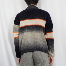 画像3: グラデーションデザイン ロールネック ウールニットセーター (3)