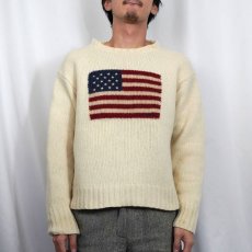 画像2: 90's POLO Ralph Lauren  星条旗柄 ウールニットセーター M (2)