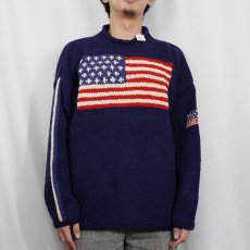 画像2: ECUADOR製 星条旗柄 ウールニットセーター (2)