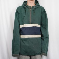 画像2: 90's OLD NAVY ボーダー柄 コットンアノラックパーカー XL (2)