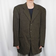 画像2: 90's GIORGIO ARMANI ITALY製 ヘリンボーン織り ウール×シルク テーラードジャケット SIZE42 (2)