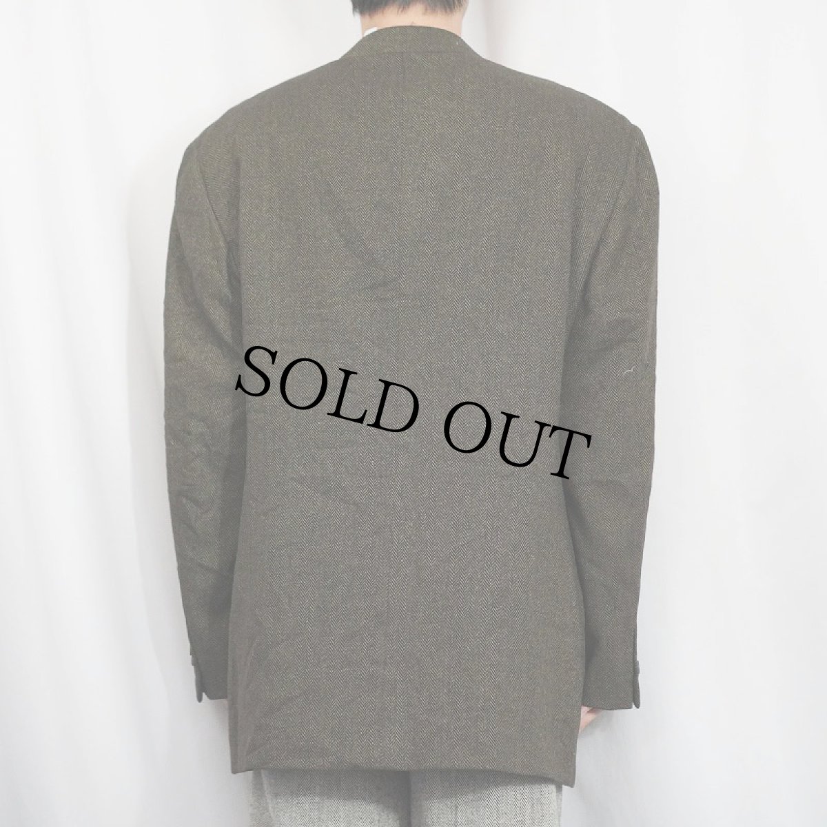 画像3: 90's GIORGIO ARMANI ITALY製 ヘリンボーン織り ウール×シルク テーラードジャケット SIZE42 (3)