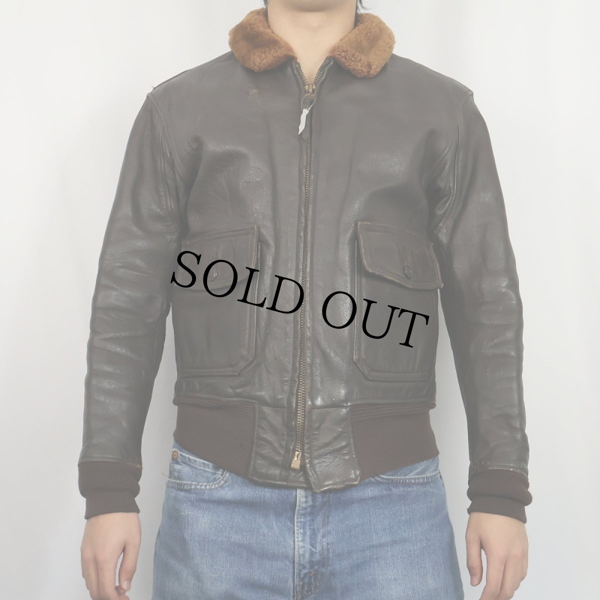 画像2: 60's U.S.NAVY G-1 レザーフライトジャケット SIZE38 (2)