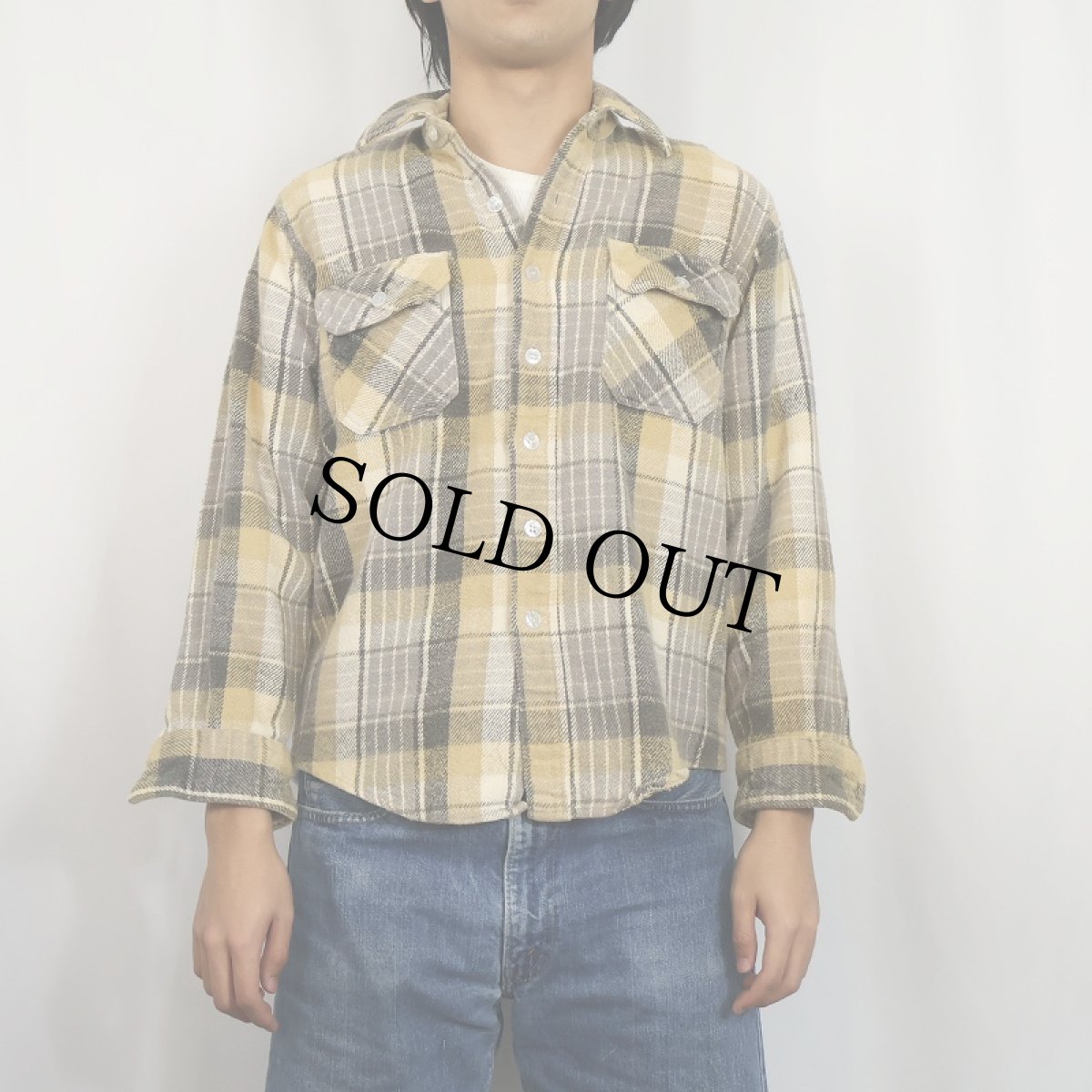画像2: HUNTING CLUB チェック柄 ヘビーネルシャツ M (2)