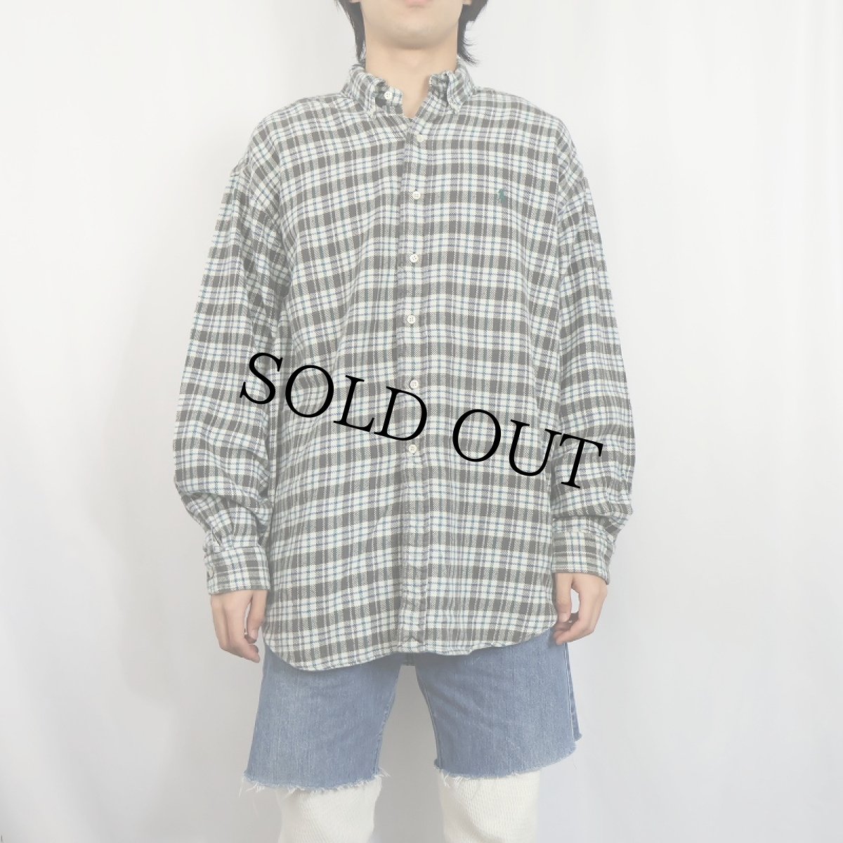 画像2: Ralph Lauren "BLAIRE" チェック柄 ボタンダウンネルシャツ L (2)