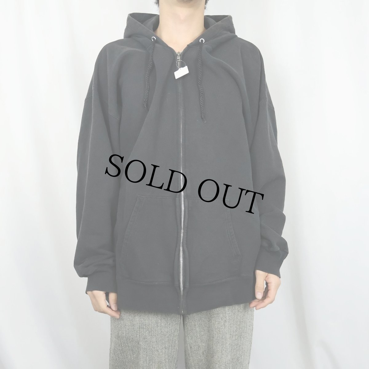 画像2: 90's Hanes ULTIMATE COTTON スウェットジップパーカー BLACK (2)