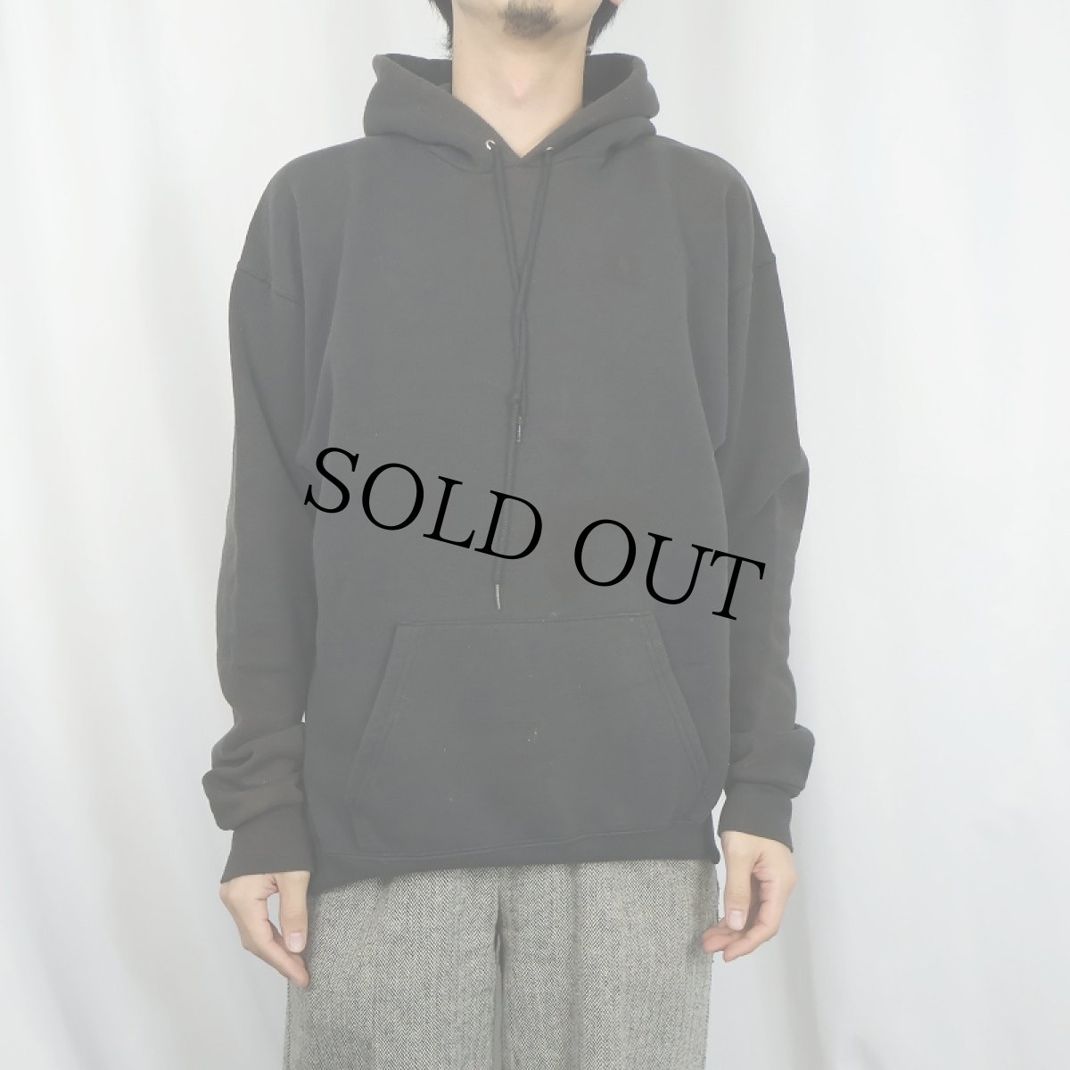 画像2: 80〜90's BVD USA製 無地スウェットフーディー BLACK XL (2)