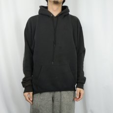 画像2: 80〜90's BVD USA製 無地スウェットフーディー BLACK XL (2)