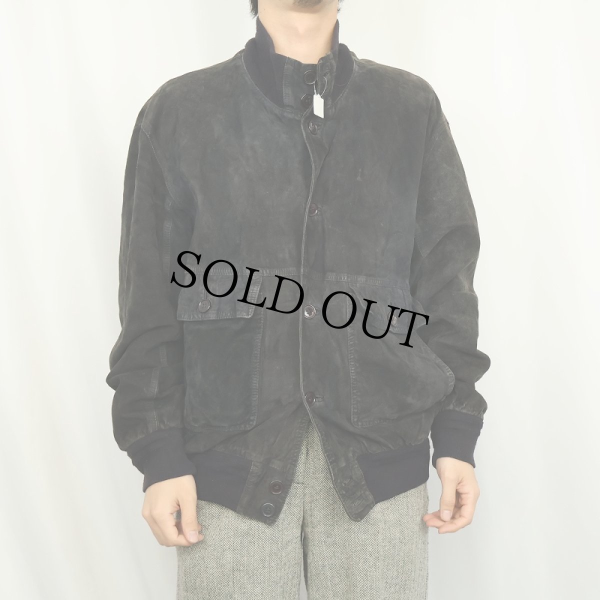 画像2: ITALY製 "A-1 TYPE" スエードレザージャケット BLACK (2)