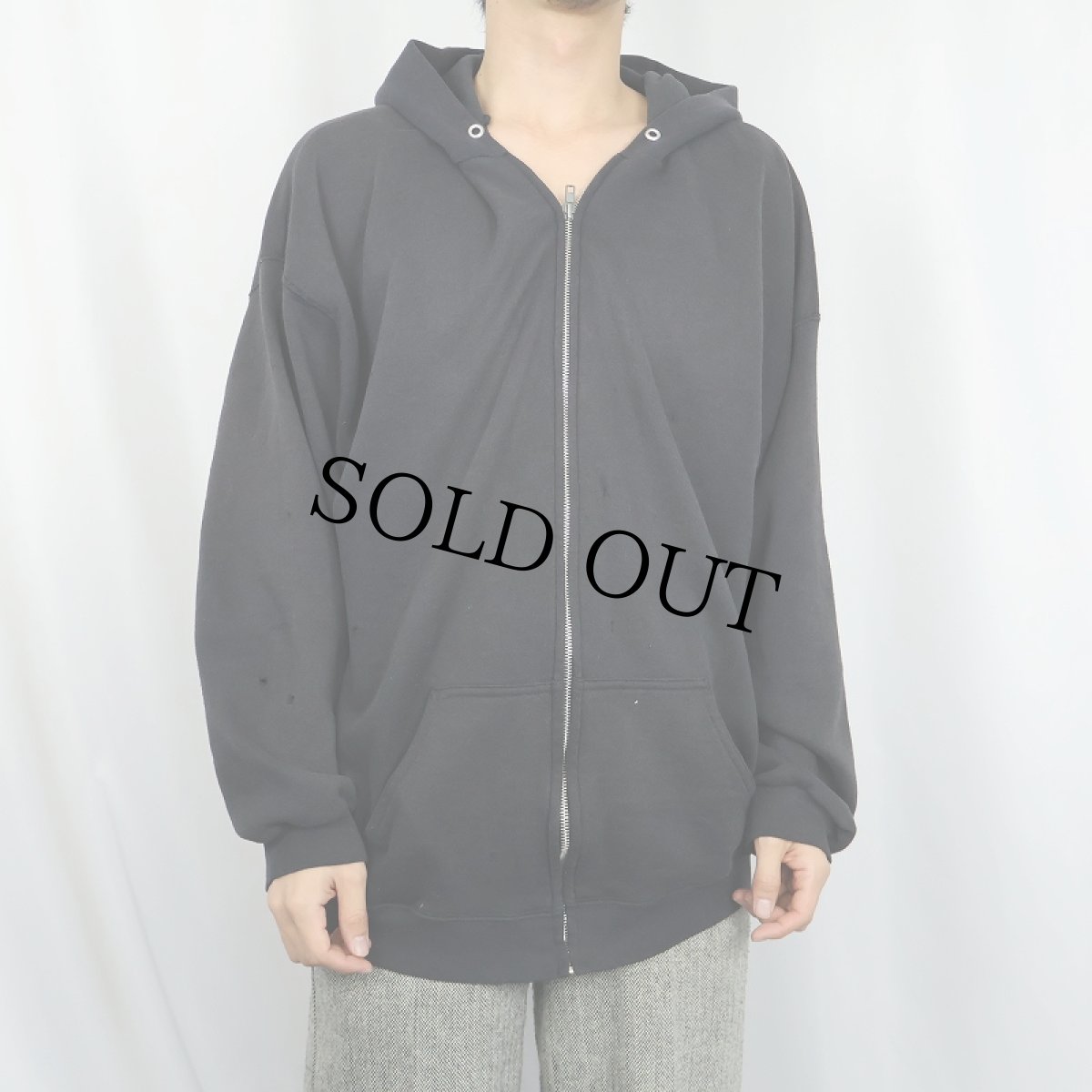 画像2: 90〜2000's TULTEX スウェットジップパーカー BLACK 2XL (2)