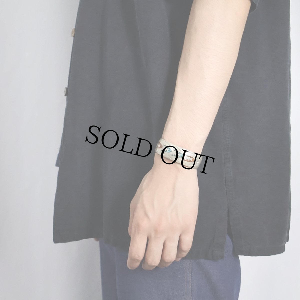 画像2: Navajo SILVER チップインレイ バングル (2)