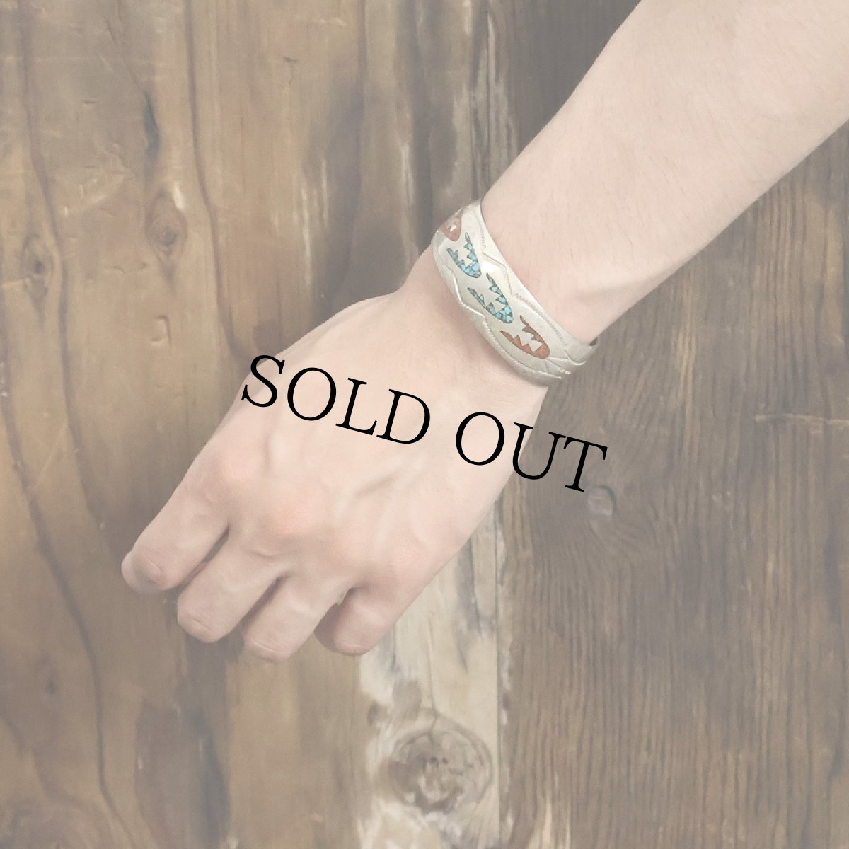 画像3: Navajo SILVER チップインレイ バングル (3)