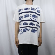 画像2: 80's USA製 魚 大判プリントTシャツ XL (2)