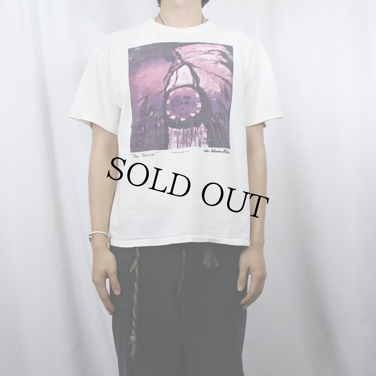 画像2: 90's Pablo Antonio Milan USA製 "Warrior" インディアン アートプリントTシャツ M (2)