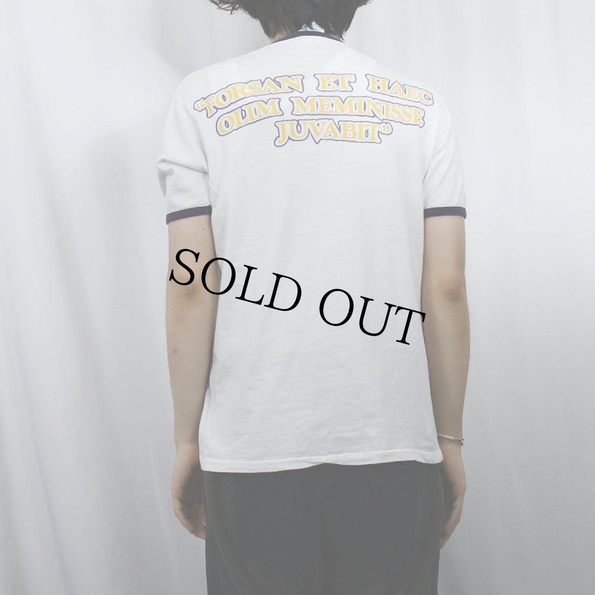 画像3: 80's Champion トリコタグ USA製 "The Westminster News" チョコチン 染み込みプリント リンガーTシャツ M (3)