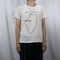 画像2: 70's Hanes "WILL IT PLAY IN PEORIA" 染み込みプリントTシャツ M (2)