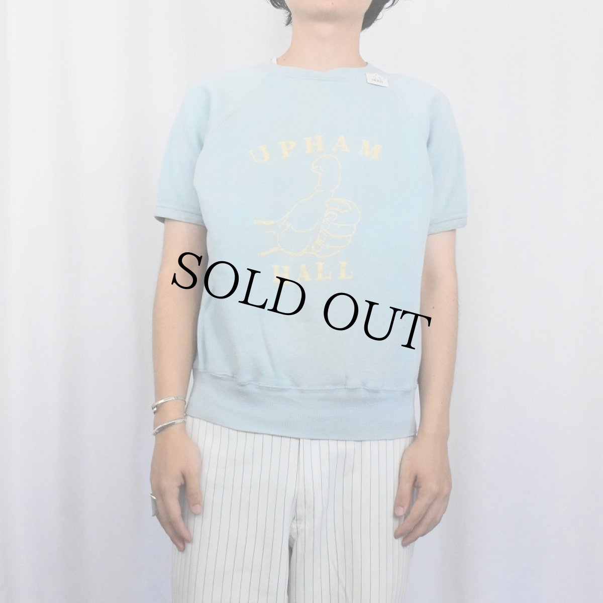 画像2: 50〜60's "UPHAM HALL" フロッキープリント 半袖ラグランスウェット (2)