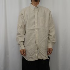 画像2: LANDS' END リネン ボタンダウンシャツ 16 1/2-33 (2)