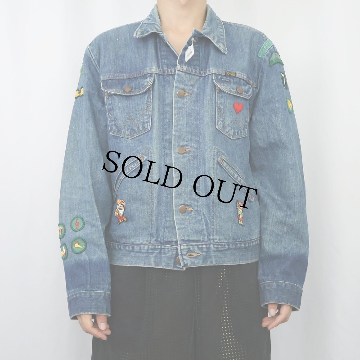 画像2: 70's Wrangler USA製 124MJ デニムジャケット ワッペン付き デニムジャケット size44 (2)