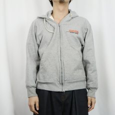 画像2: 90's CAMBER USA製 裏サーマル 刺繍入りスウェットジップパーカー S (2)
