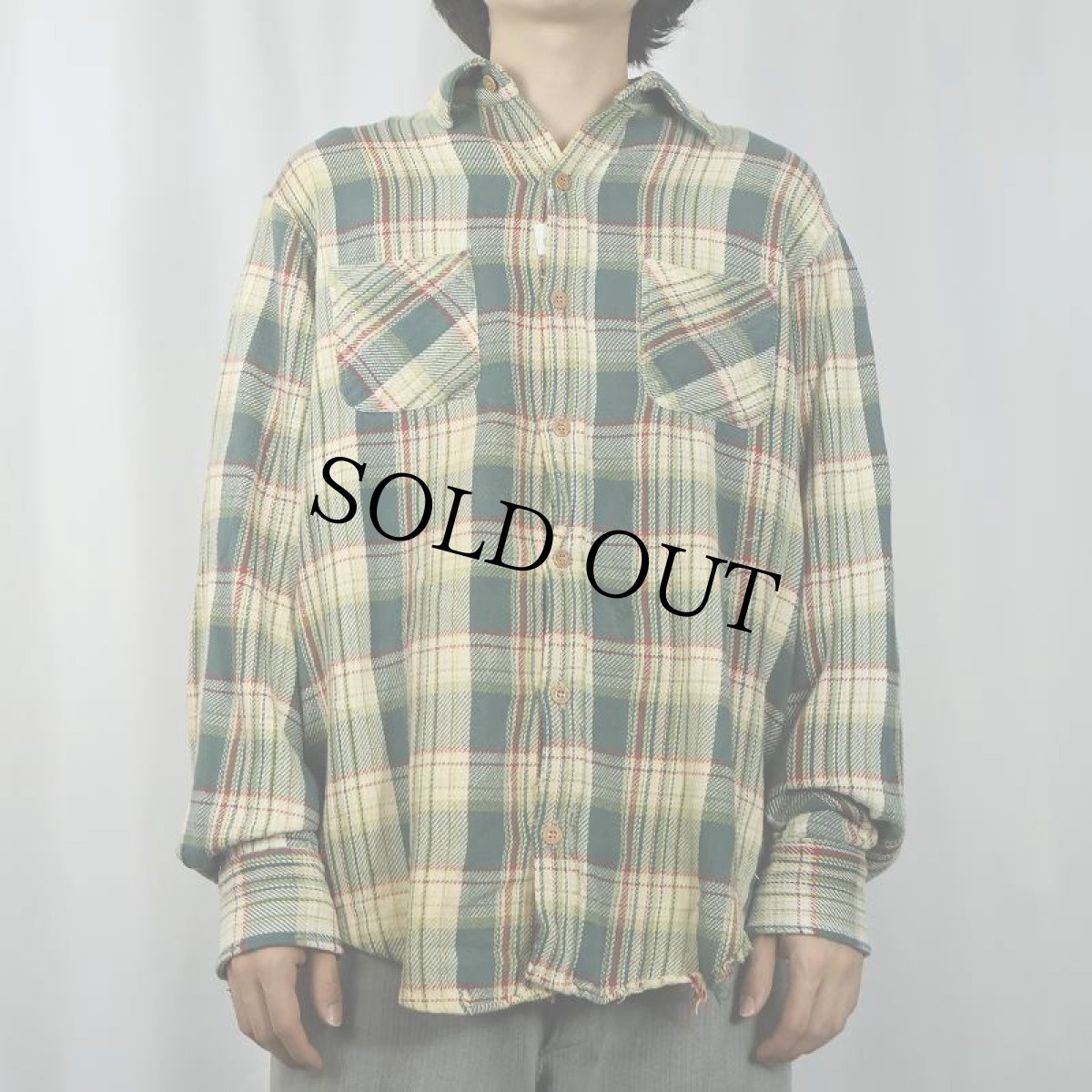 画像2: 70〜80's チェック柄 ヘビーネルシャツ (2)