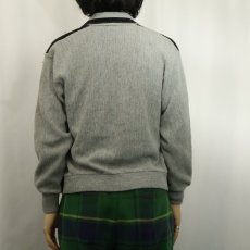 画像3: 70's McBriar 格子柄 ベロア切り替え アクリルニットジャケット (3)