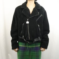 画像2: POLO Ralph Lauren "Double Riders Type" ボアライダースジャケット BLACK XXL (2)