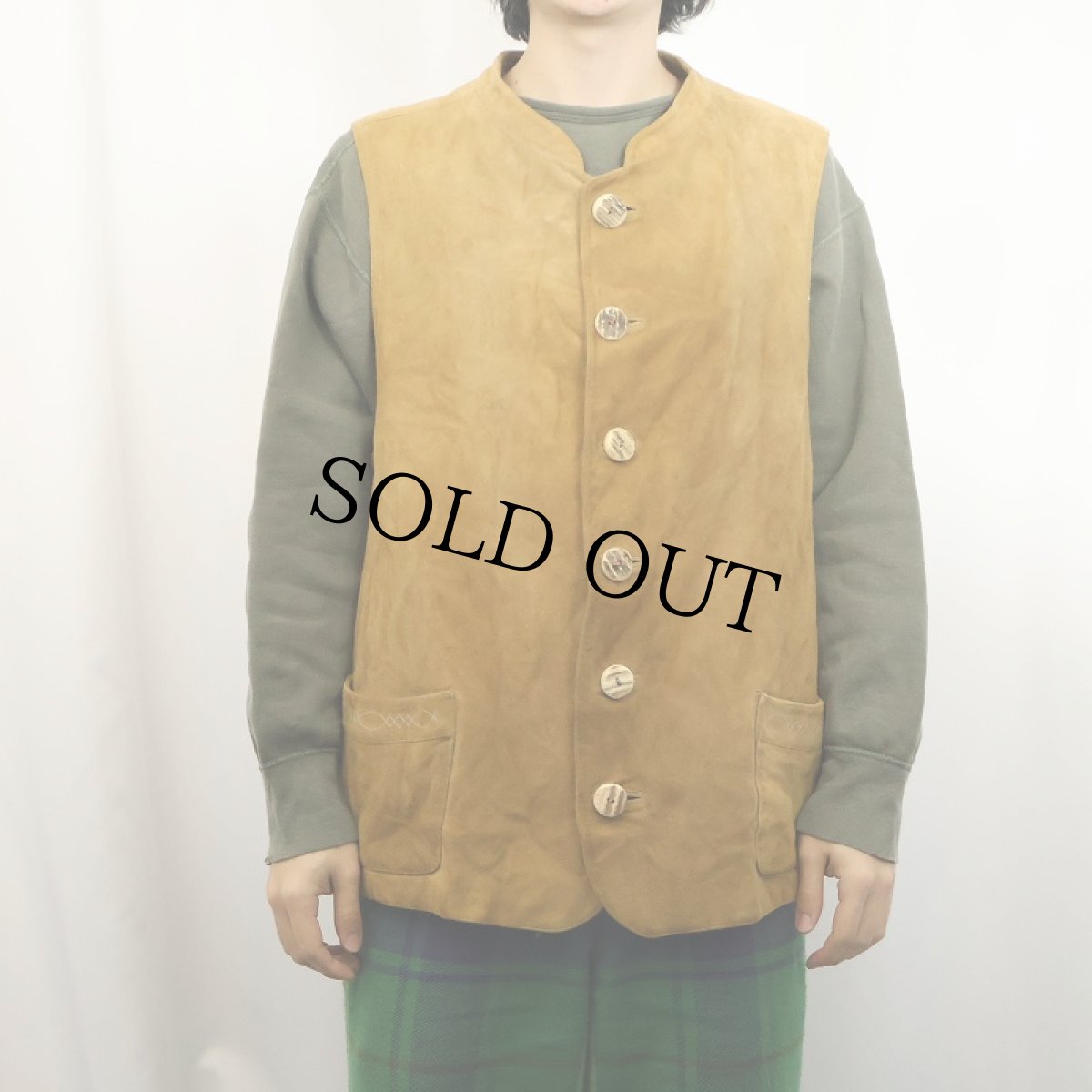 画像2: LODENFREY スエードレザーベスト SIZE54 (2)