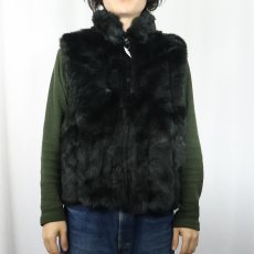 画像5: COACO リバーシブル フェイクファーベスト BLACK M (5)