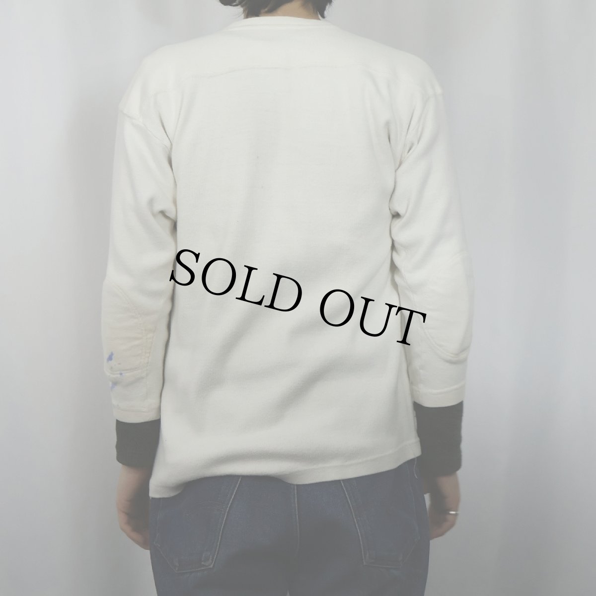 画像3: 60's CAPLAN'S SPORT SHOP エルボーパッチ付き フットボールTシャツ L (3)