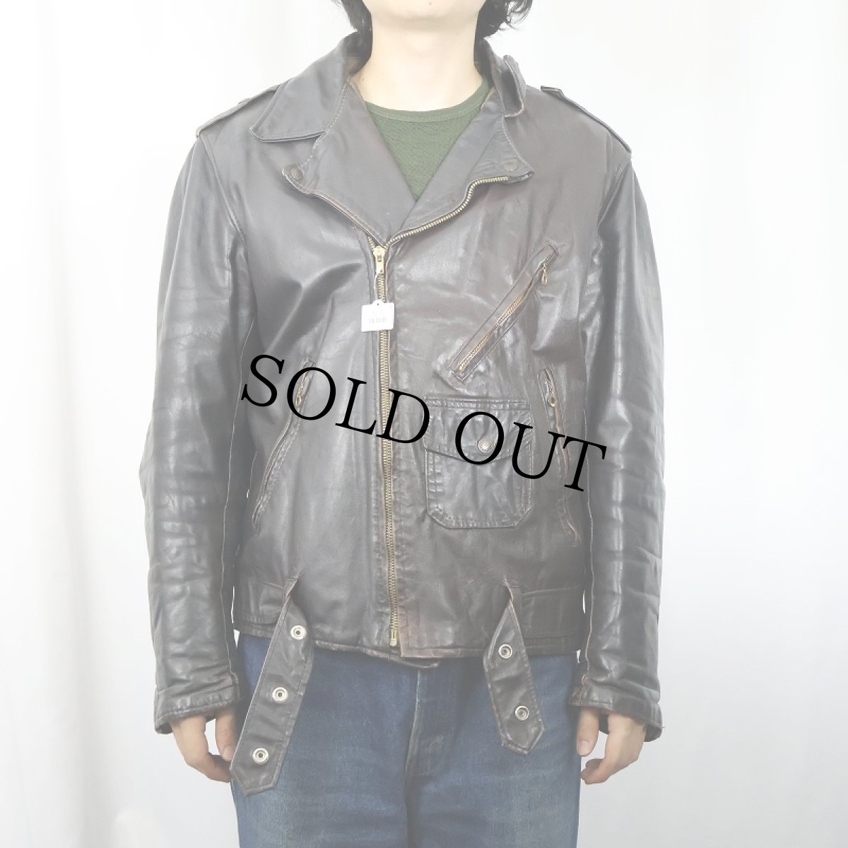 画像2: 60〜70's ダブルライダースジャケット DARK BROWN (2)