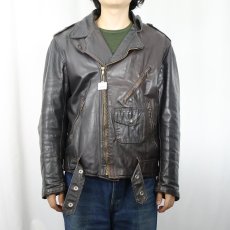 画像2: 60〜70's ダブルライダースジャケット DARK BROWN (2)