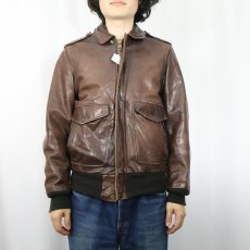 画像2: 60〜70's "A-2 TYPE" レザーフライトジャケット BROWN (2)
