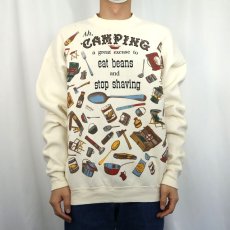 画像2: 90's SHOEBOX USA製 "Ah, CAMPING a great excuse to..." イラストプリントスウェット XL (2)