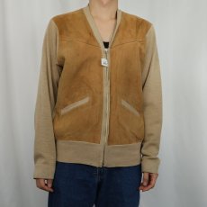 画像3: 40〜50's Jantzen CANADA製 スエード切り替え ニットジップカーディガン SIZE42 (3)