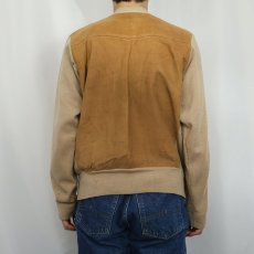 画像4: 40〜50's Jantzen CANADA製 スエード切り替え ニットジップカーディガン SIZE42 (4)