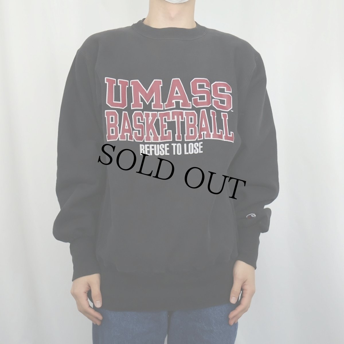 画像2: 90's Champion REVERSE WEAVE "UMASS BASKETBALL" プリントスウェット BLACK L (2)