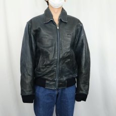 画像3: 70〜80's Schott USA製 ロゴ刺繍 レザージャケット BLACK L (3)