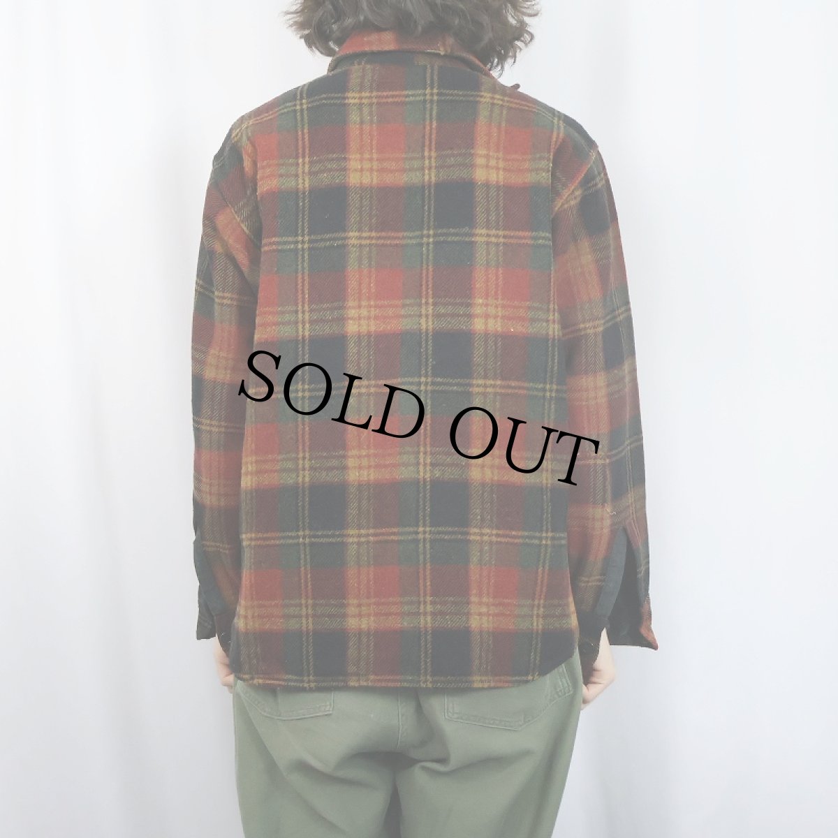 画像3: 50's FIVE BROTHER マチ付き チェック柄 ウールCPOシャツ (3)