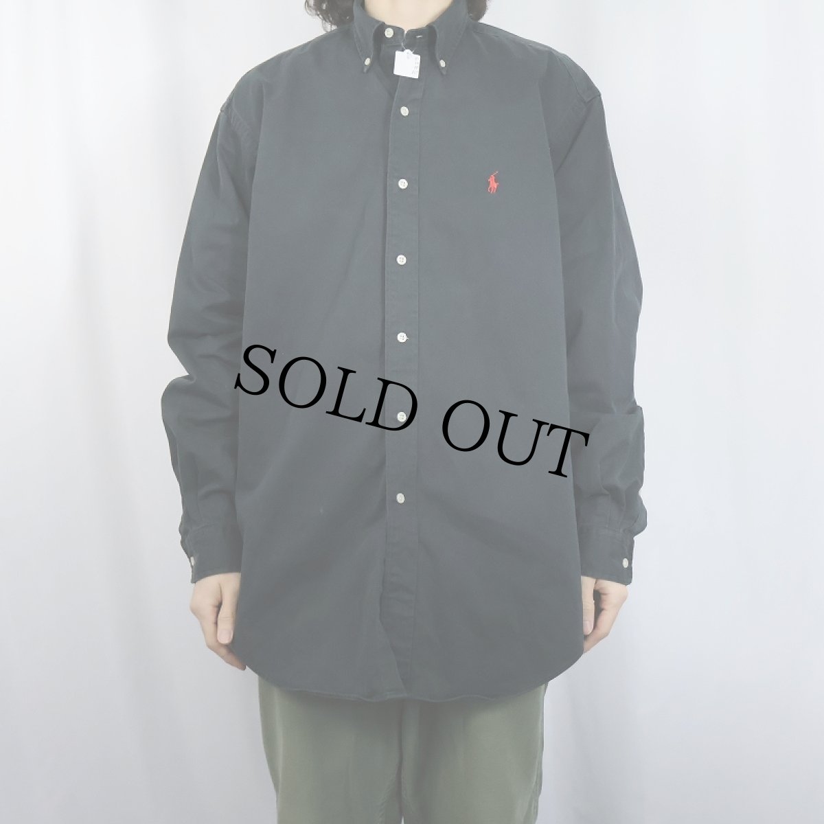 画像2: Ralph Lauren "BLAKE" コットンツイル ボタンダウンシャツ BLACK M (2)