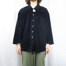 画像2: ERIKA II COLLECTION 切り替えデザイン ベロアシャツ BLACK (2)