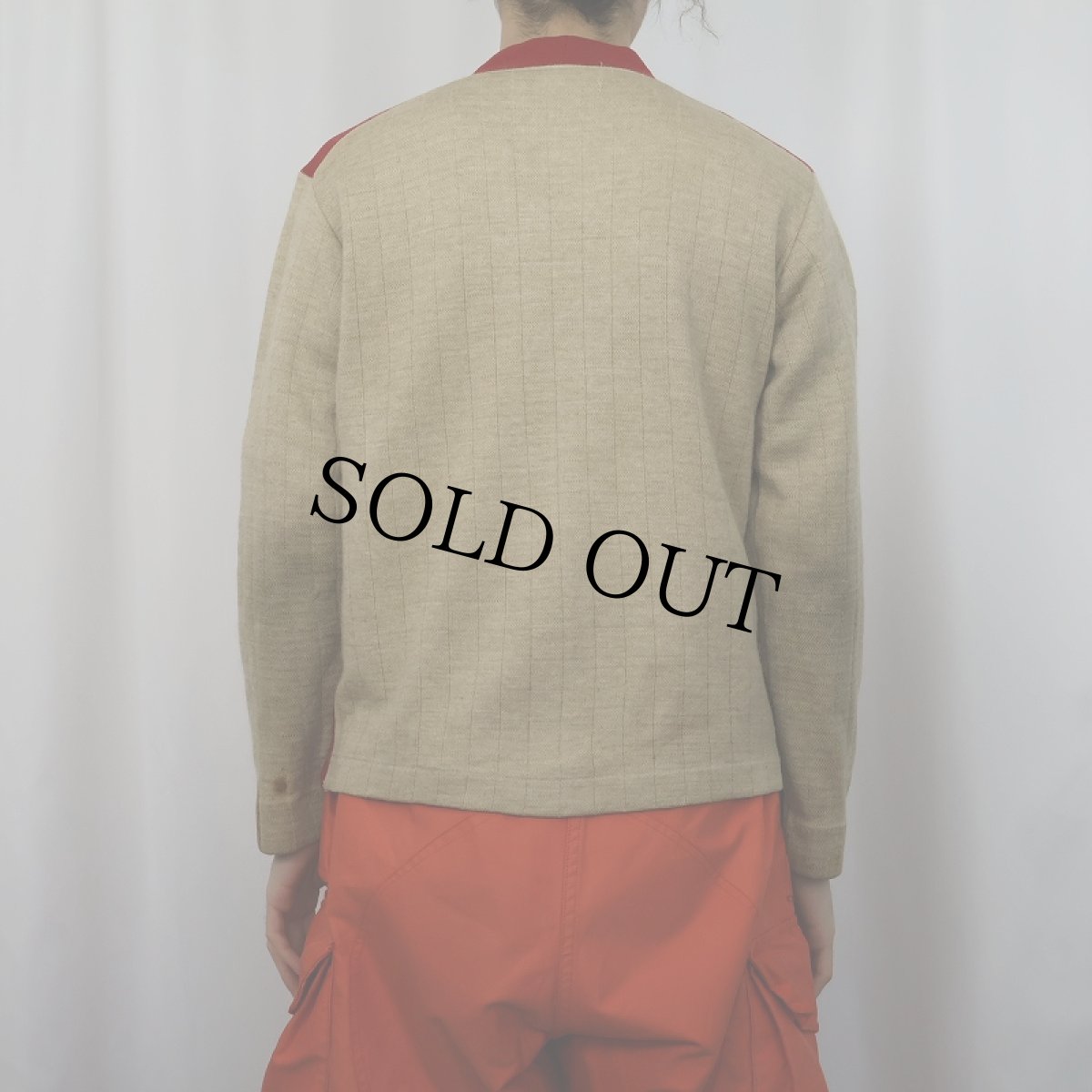 画像3: 〜50's ニット切り替え 2トーン ウールカーディガン (3)