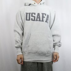 画像2: 90's Champion REVERSE WEAVE USA製 "USAFA" リフレクタープリントスウェットフーディー L (2)