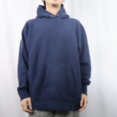画像2: 80's Abercrombie&Fitch × Champion REVERSE WEAVE USA製 ロゴ刺繍 スウェットフーディー NAVY (2)