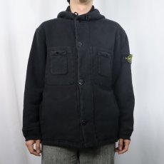 画像2: 90's STONE ISLAND ITALY製 ボアライナー スウェットパーカー BLACK L (2)