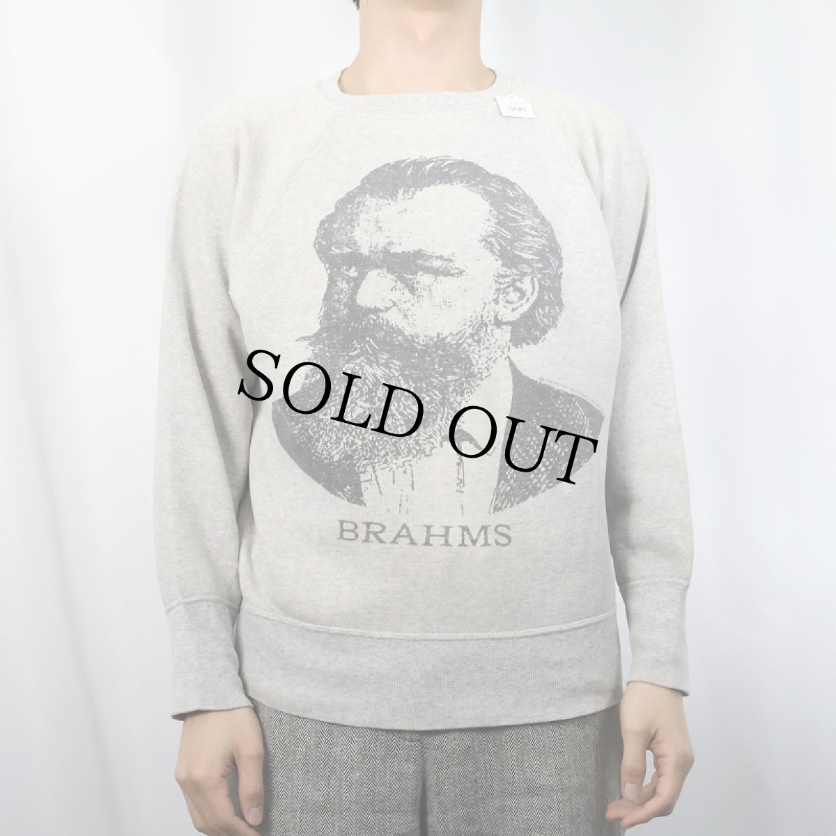 画像2: 60's THREE B's "BRAHMS" 脇下三角ガゼット 染み込みプリントラグランスウェット (2)