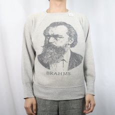 画像2: 60's THREE B's "BRAHMS" 脇下三角ガゼット 染み込みプリントラグランスウェット (2)