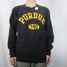 画像2: 60's Champion REVERSE WEAVE タタキタグ "PURDUE" ラバープリントスウェット BLACK L (2)