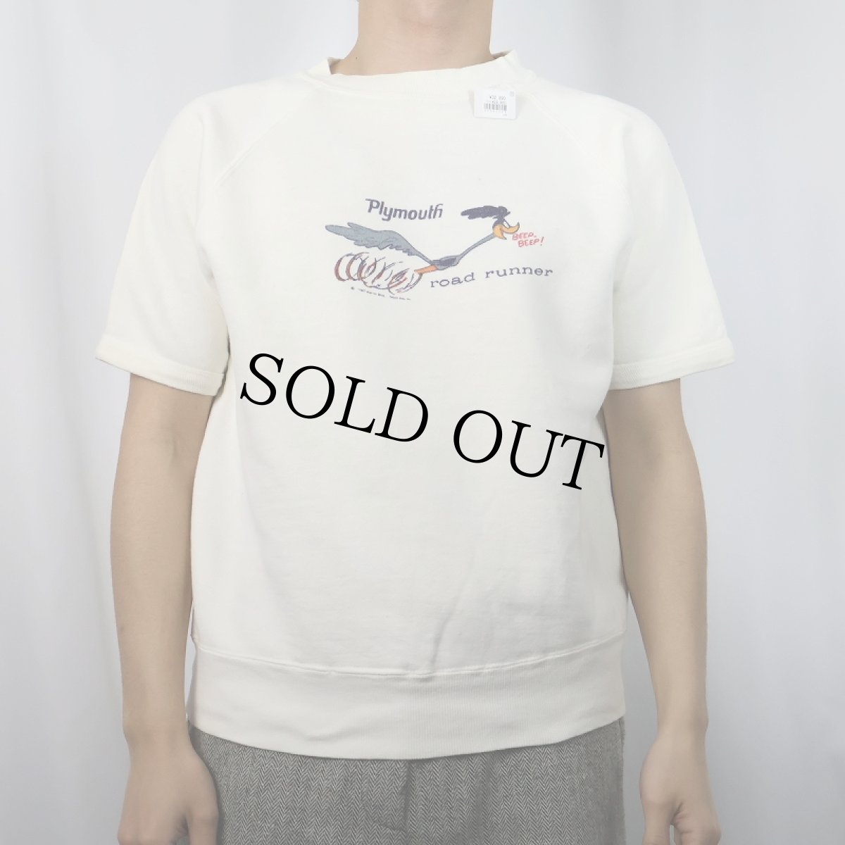 画像2: 60's LOONEY TUNES Road Runner × Plymouth キャラクタープリント 半袖ラグランスウェット (2)