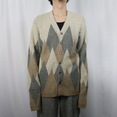 画像2: 60's YOUNG BREED by REVERE アーガイル柄 モヘアニットカーディガン L (2)